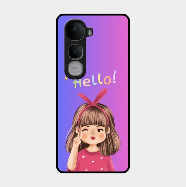 Cute Girl Hello Glass Case For Vivo Y400 Pro 5G