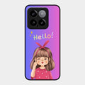 Cute Girl Hello Glass Case For Xiaomi 14 5G