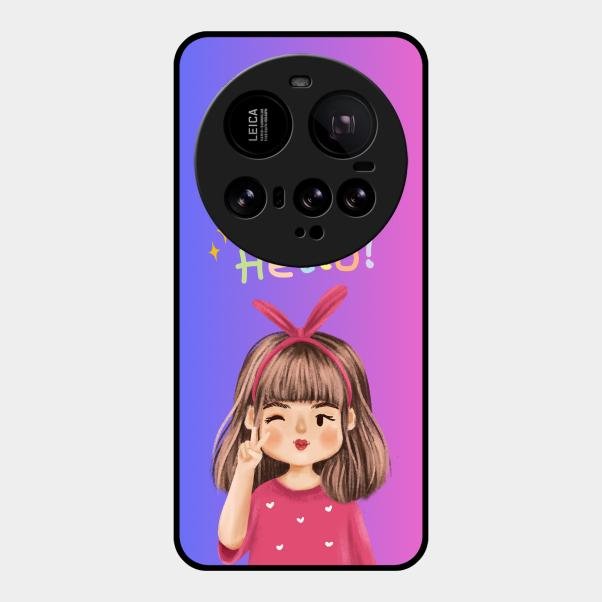 Cute Girl Hello Glass Case For Xiaomi 15 Ultra 5G