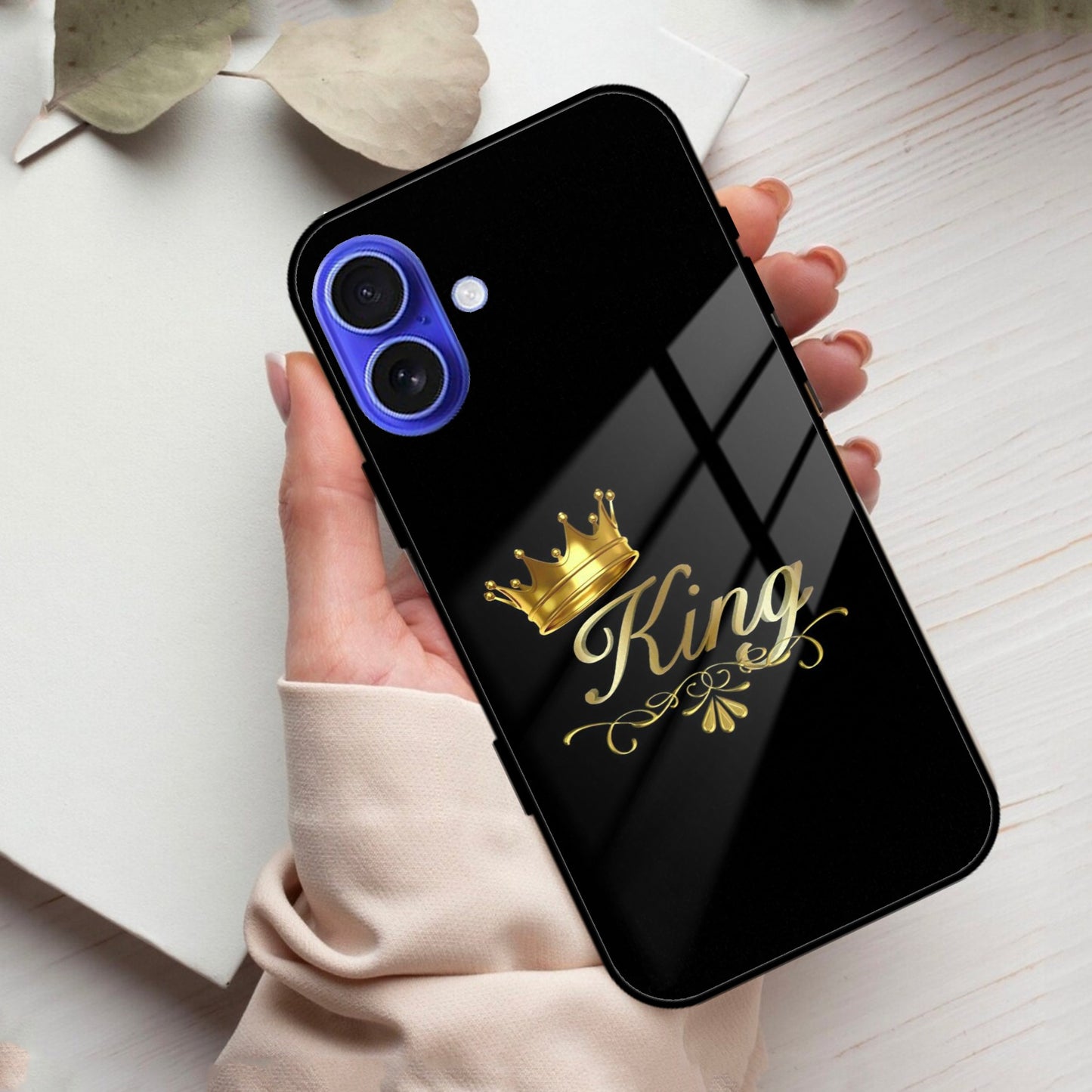 Cute King With Crown Glass Case for iPhone