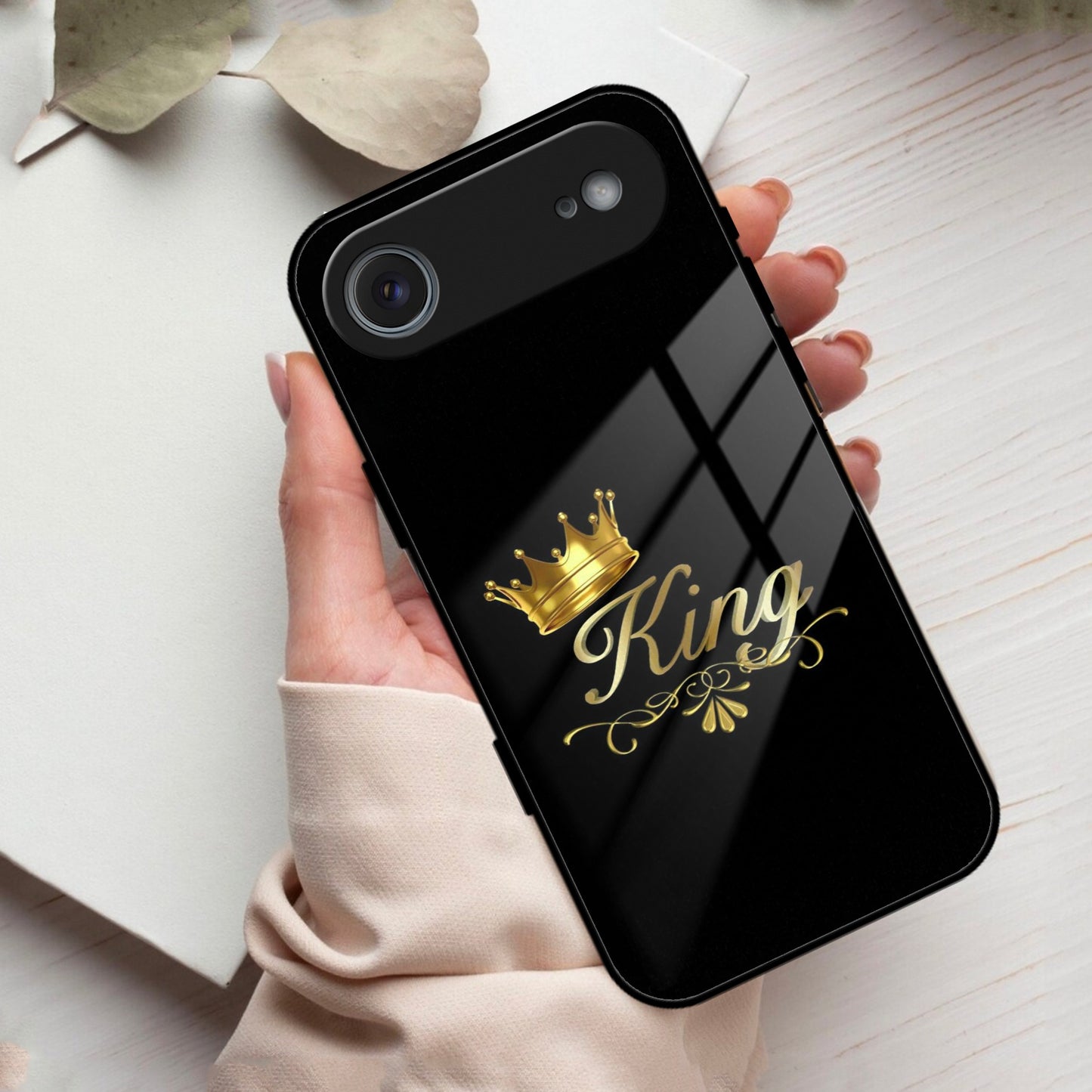 Cute King With Crown Glass Case for iPhone