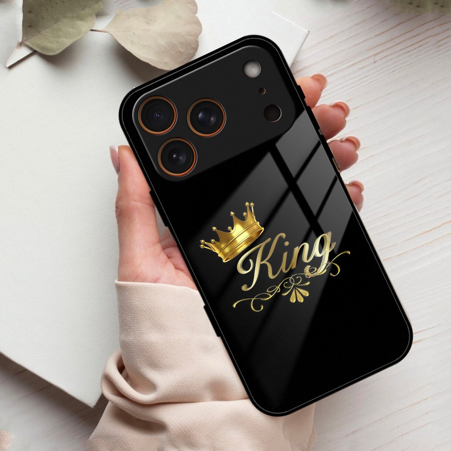Cute King With Crown Glass Case for iPhone
