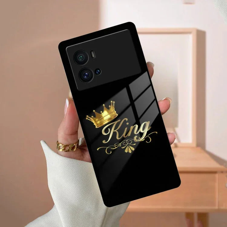 Cute King With Crown Glass Case For iQOO - ShopOnCliQ