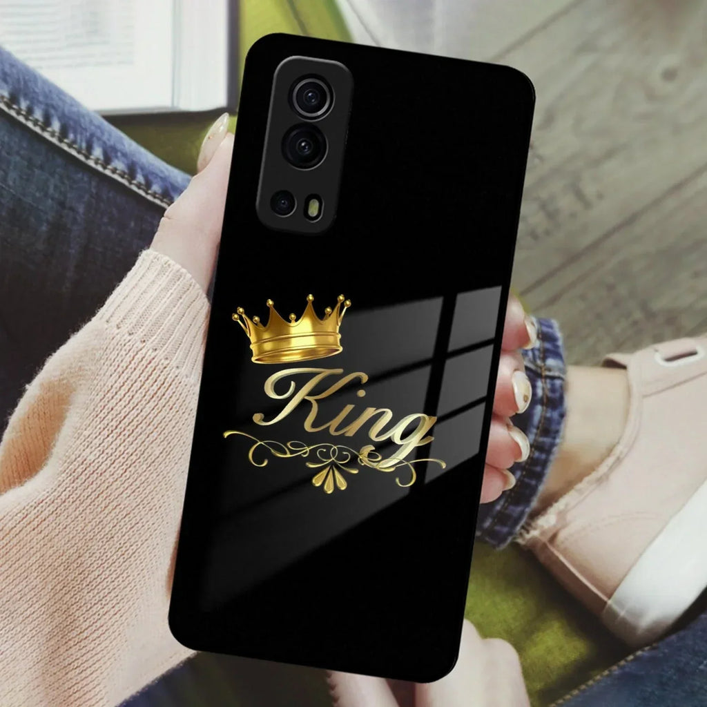 Cute King With Crown Glass Case For iQOO - ShopOnCliQ