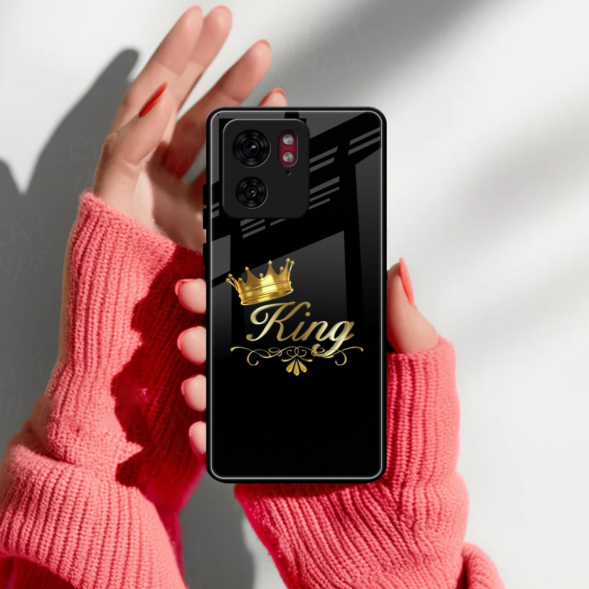 Cute King With Crown Glass Case For Motorola