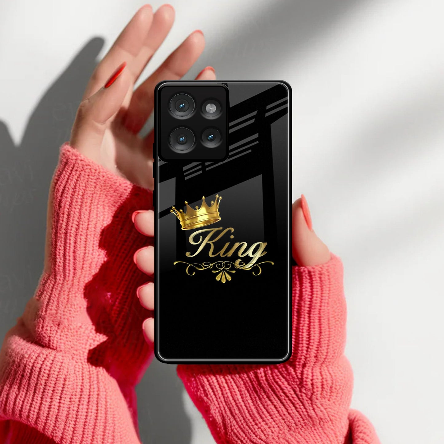 Cute King With Crown Glass Case For Motorola