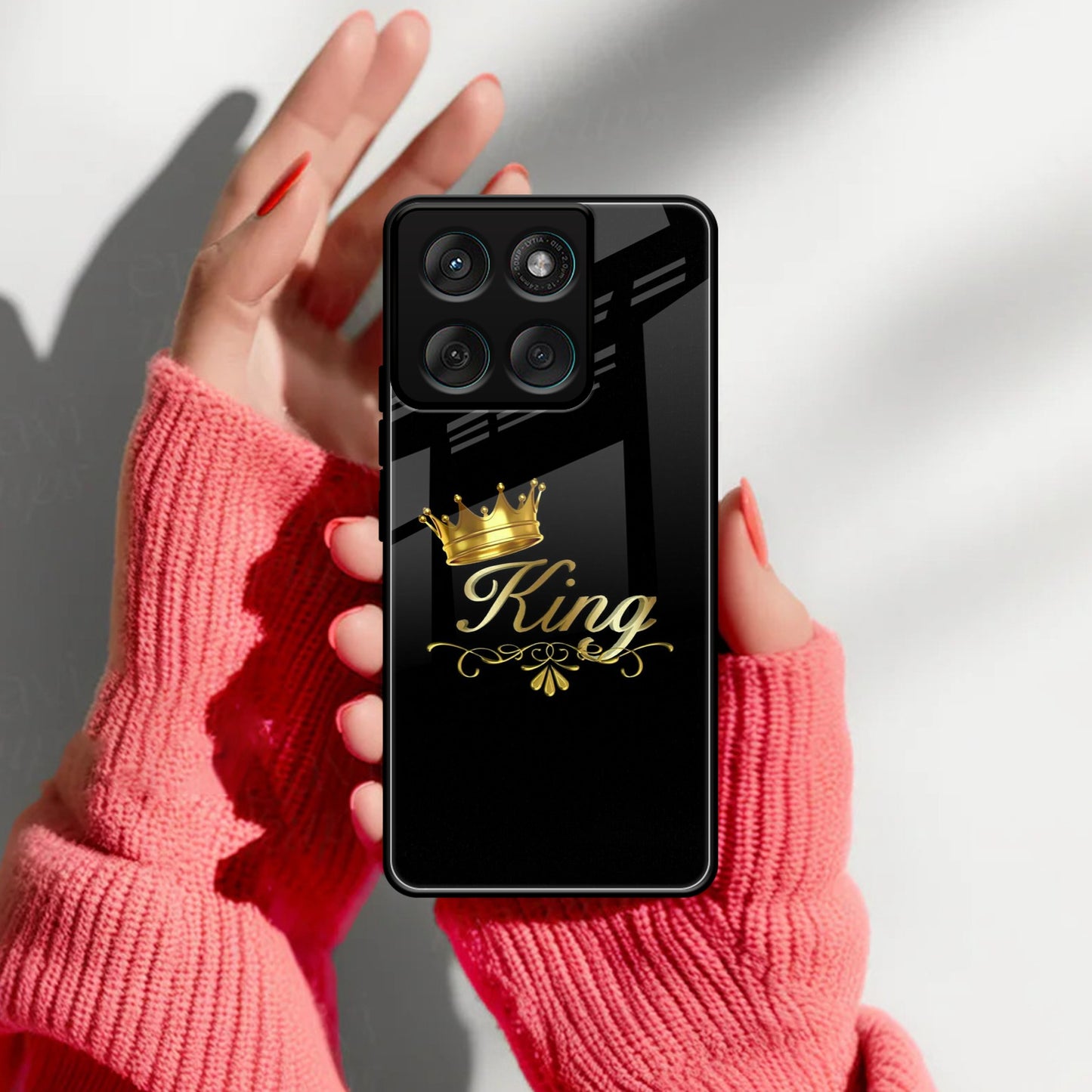 Cute King With Crown Glass Case For Motorola