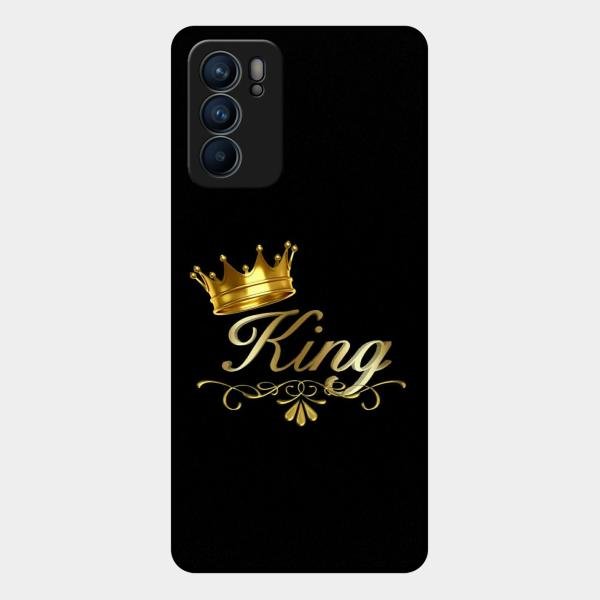 Cute King With Crown Glass Case For Oppo Reno 6 5G