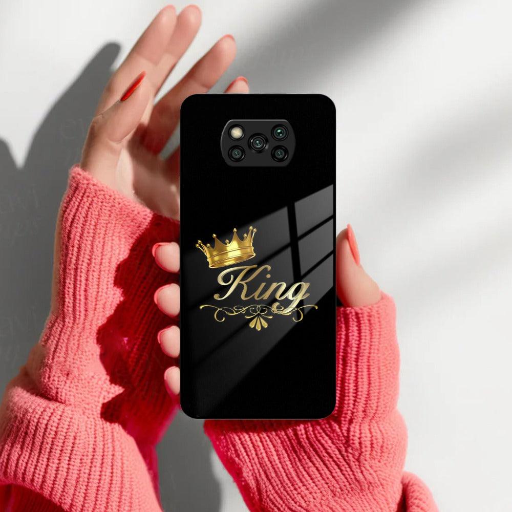 Cute King With Crown Glass Case For Poco