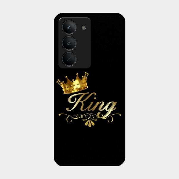 Cute King With Crown Glass Case For Realme 14X 5G