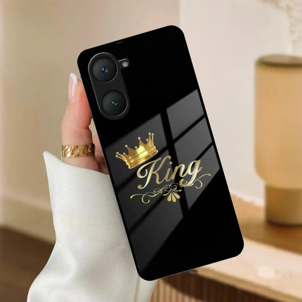 Cute King With Crown Glass Case For iQOO - ShopOnCliQ