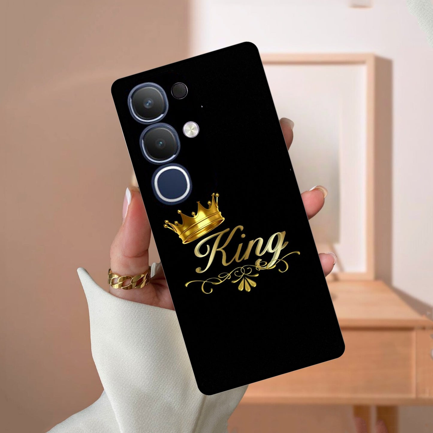 Cute King With Crown Glass Case For Vivo