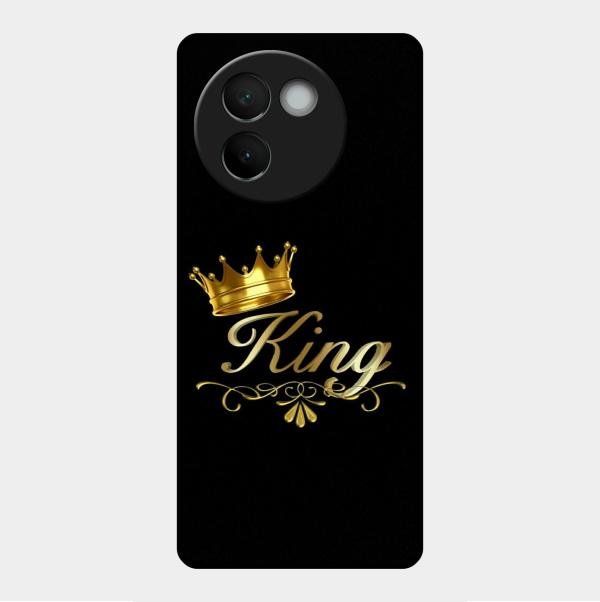 Cute King With Crown Glass Case For Vivo V30E 5G