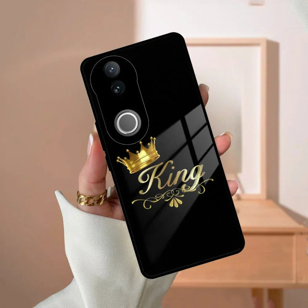 Cute King With Crown Glass Case For iQOO - ShopOnCliQ