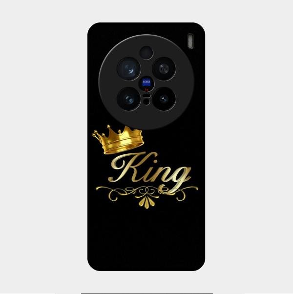 Cute King With Crown Glass Case For Vivo X200 Pro 5G