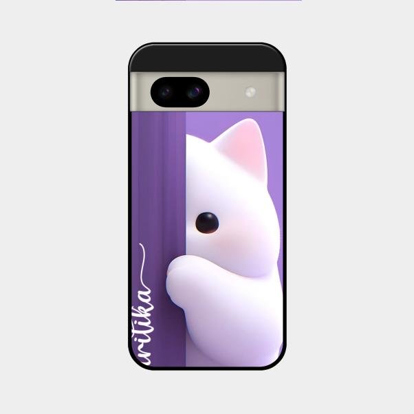 Cute Kitten Glossy Metal Case Cover For Google Pixel 8A 5G