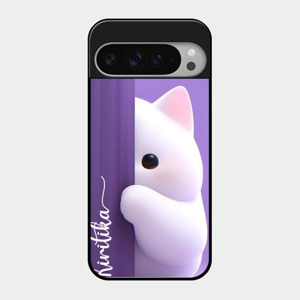 Cute Kitten Glossy Metal Case Cover For Google Pixel 9 Pro Xl