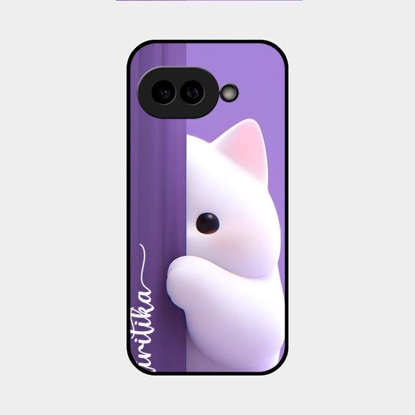 Cute Kitten Glossy Metal Case Cover For Google Pixel 9A 5G