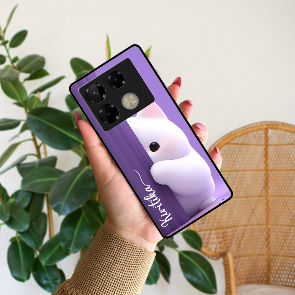 Cute Kitten Glossy Metal Case Cover For Infinix