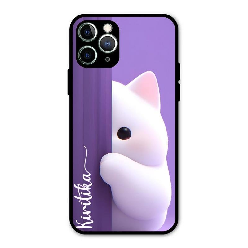 Cute Kitten Glossy Metal Case Cover For iPhone 11 Pro Max