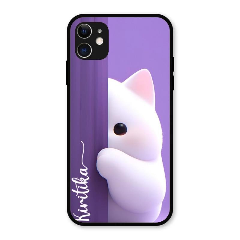 Cute Kitten Glossy Metal Case Cover For iPhone 11