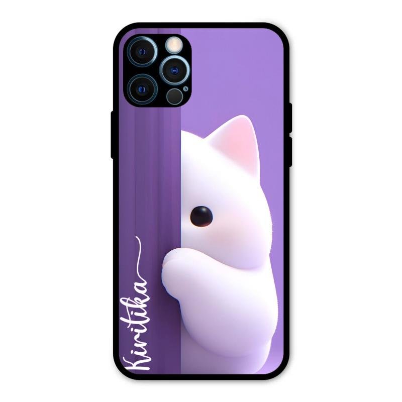 Cute Kitten Glossy Metal Case Cover For iPhone 12 Pro Max