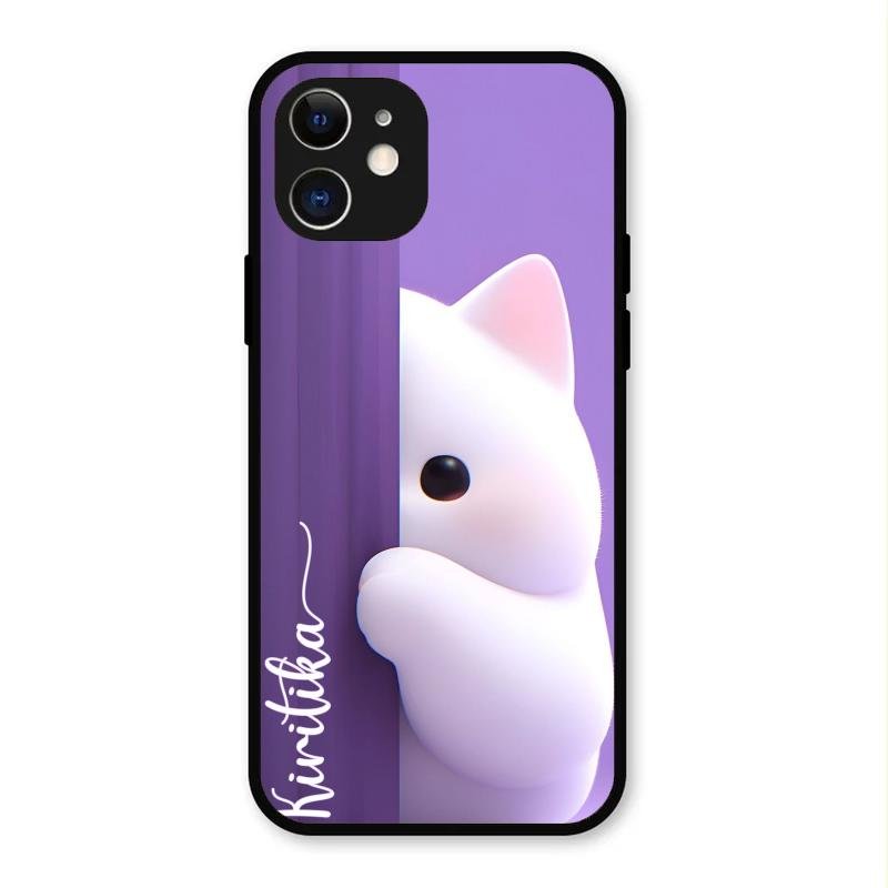 Cute Kitten Glossy Metal Case Cover For iPhone 12