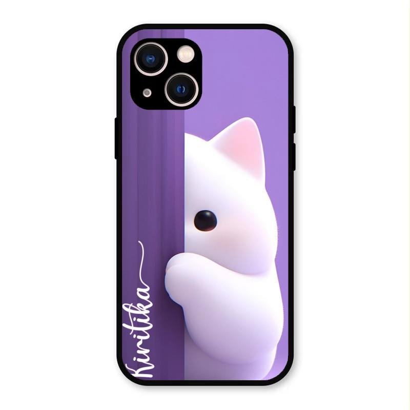 Cute Kitten Glossy Metal Case Cover For iPhone 13