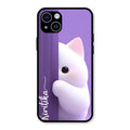 Cute Kitten Glossy Metal Case Cover For iPhone 14 Plus