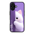 Cute Kitten Glossy Metal Case Cover For iPhone 16 Plus