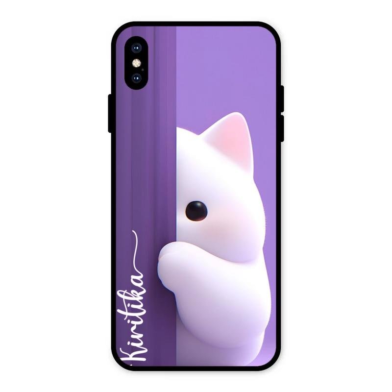 Cute Kitten Glossy Metal Case Cover For iPhone XS Max