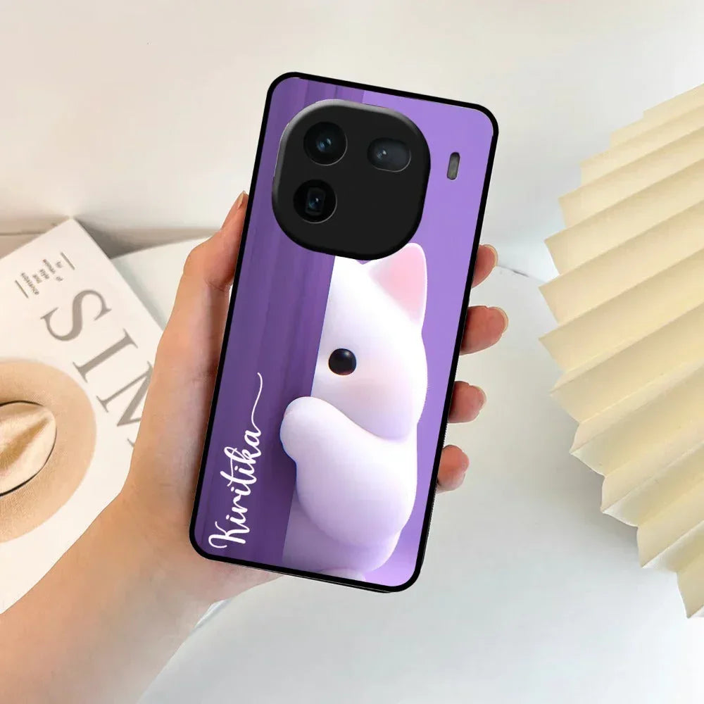 Cute KItten Glossy Metal Case Cover For Vivo - ShopOnCliQ