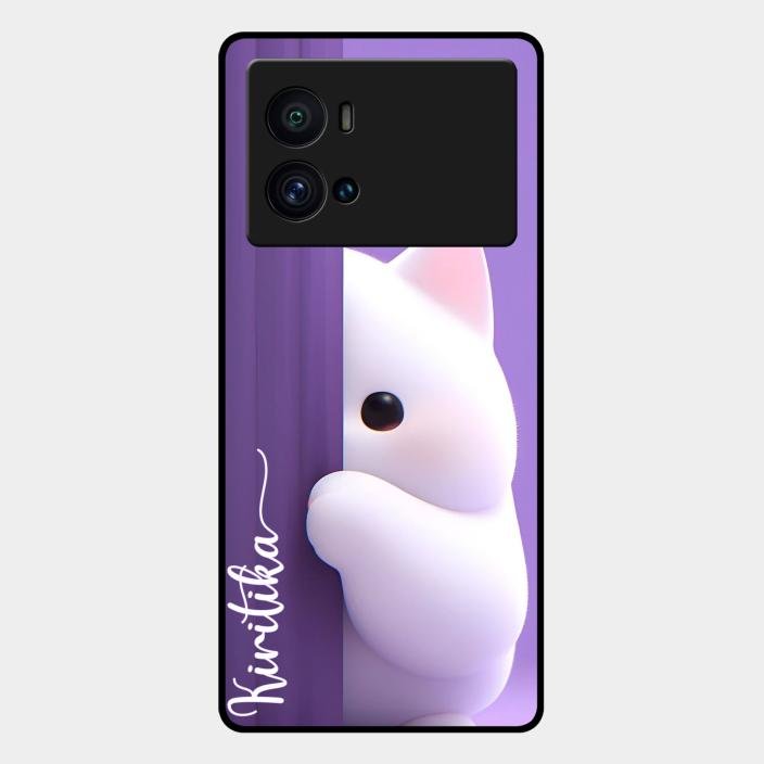 Cute Kitten Glossy Metal Case Cover For iQOO 9 Pro 5G