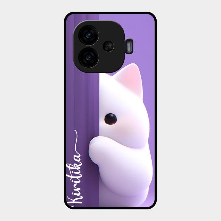 Cute Kitten Glossy Metal Case Cover For iQOO Neo 10R 5G