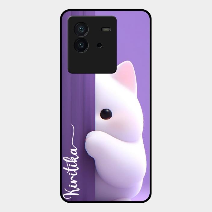 Cute Kitten Glossy Metal Case Cover For iQOO Neo 6 5G