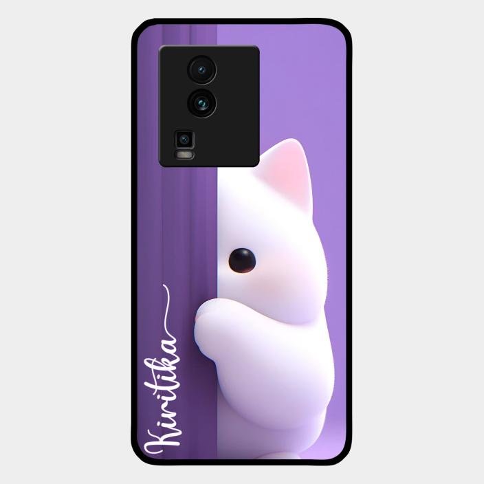 Cute Kitten Glossy Metal Case Cover For iQOO Neo 7 5G