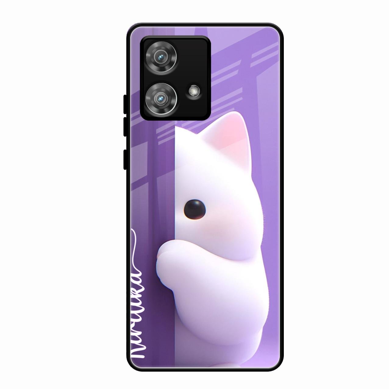 Cute Kitten Glossy Metal Case Cover For Motorola Edge 40 5G