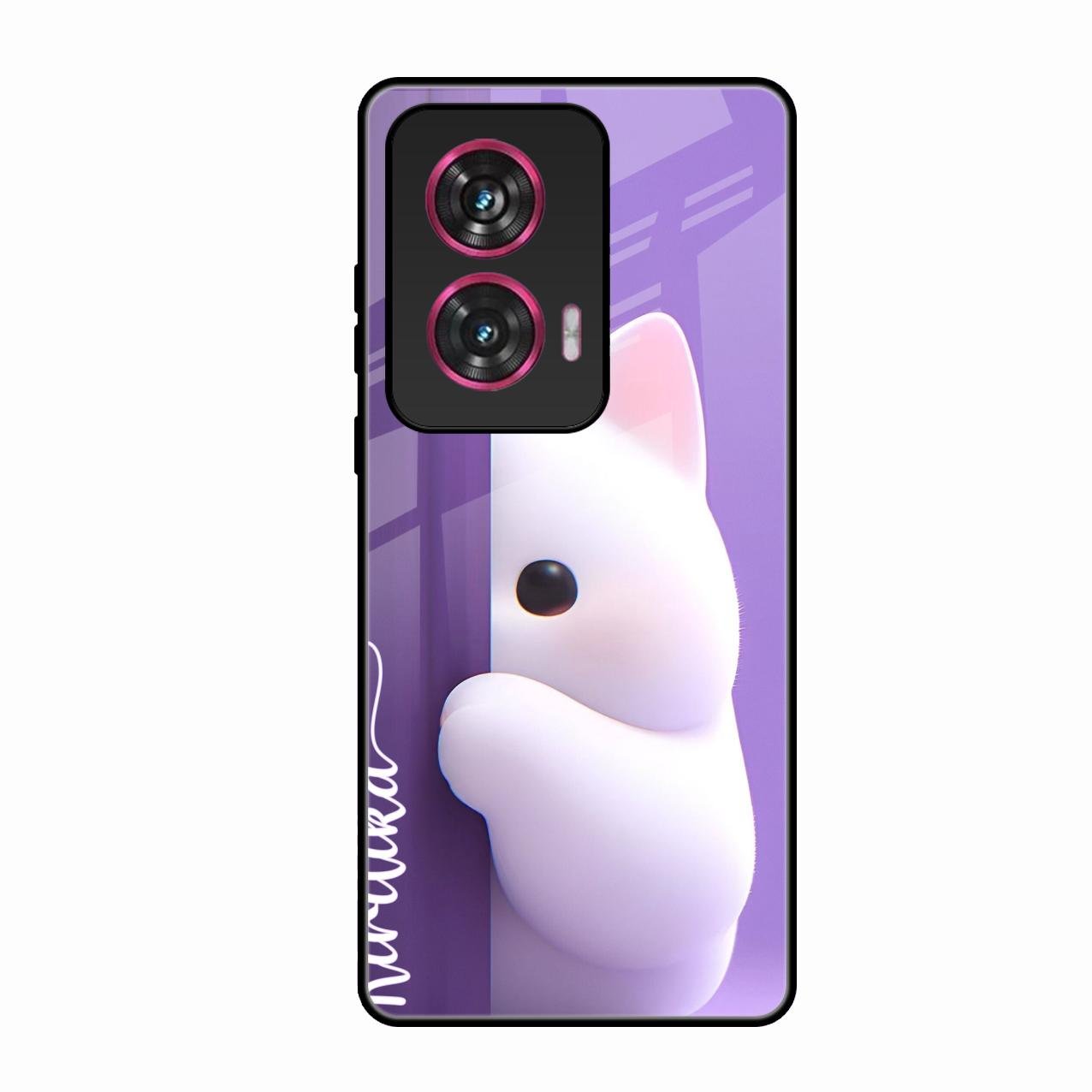 Cute Kitten Glossy Metal Case Cover For Motorola Edge 50 Fusion 5G