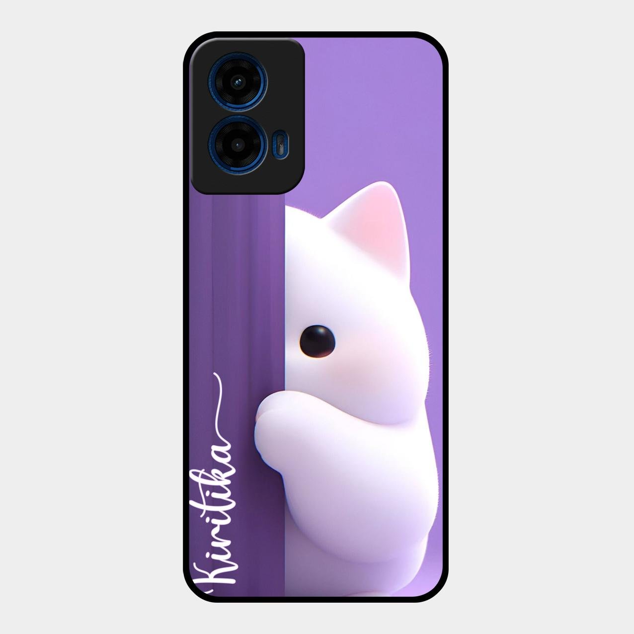 Cute Kitten Glossy Metal Case Cover For Motorola G45 5G