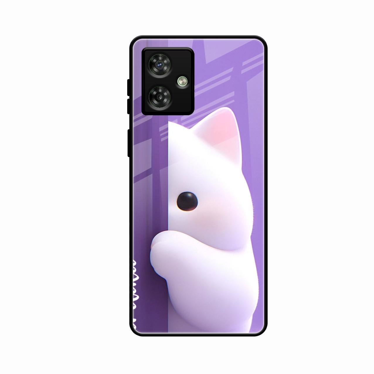 Cute Kitten Glossy Metal Case Cover For Motorola G54 5G