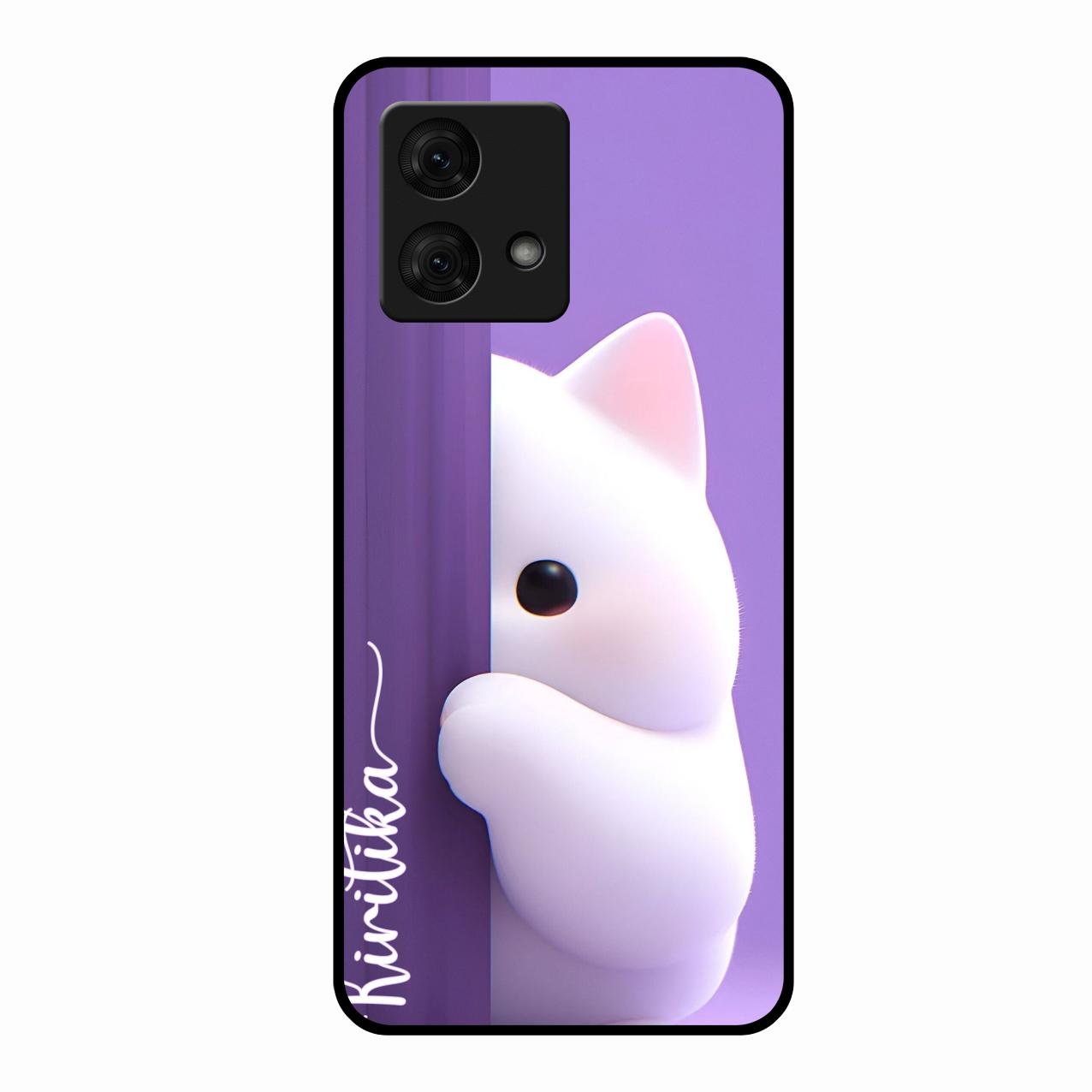 Cute Kitten Glossy Metal Case Cover For Motorola g84 5G