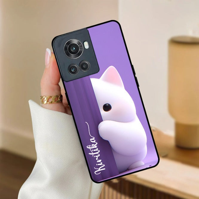 Cute KItten Glossy Metal Case Cover For OnePlus