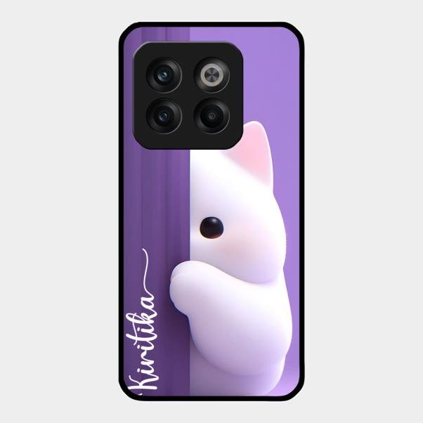 Cute Kitten Glossy Metal Case Cover For Oneplus 10T 5G
