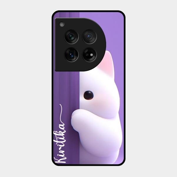 Cute Kitten Glossy Metal Case Cover For Oneplus 12 5G