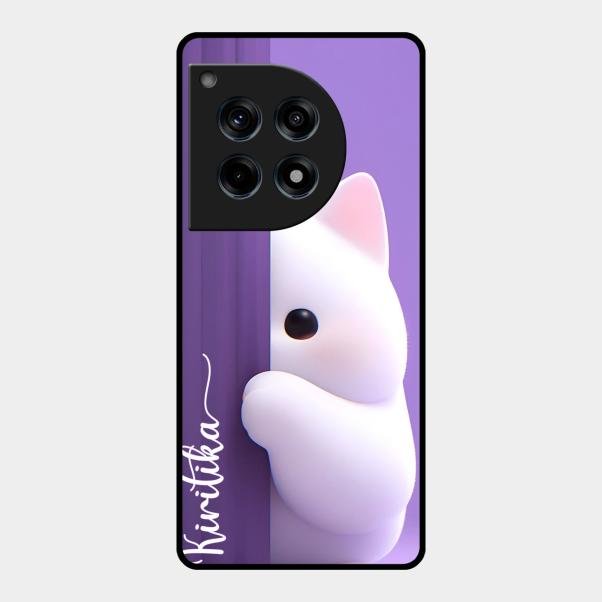 Cute Kitten Glossy Metal Case Cover For Oneplus 12R 5G