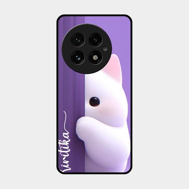Cute Kitten Glossy Metal Case Cover For Oneplus 13 5G