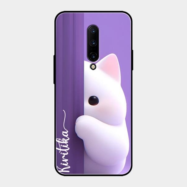 Cute Kitten Glossy Metal Case Cover For Oneplus 7 Pro