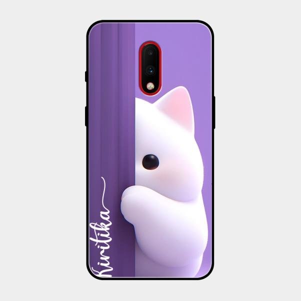 Cute Kitten Glossy Metal Case Cover For Oneplus 7