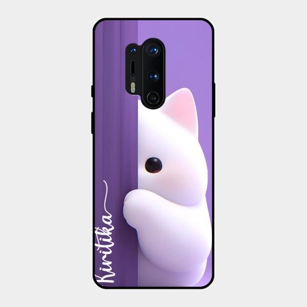 Cute Kitten Glossy Metal Case Cover For Oneplus 8 Pro