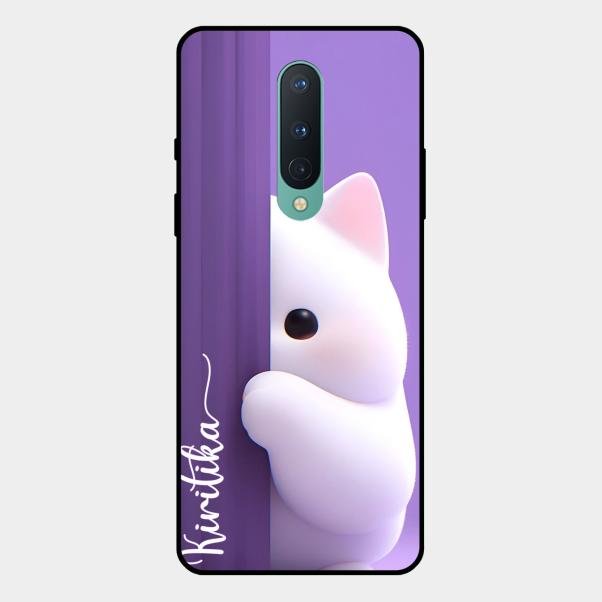 Cute Kitten Glossy Metal Case Cover For Oneplus 8